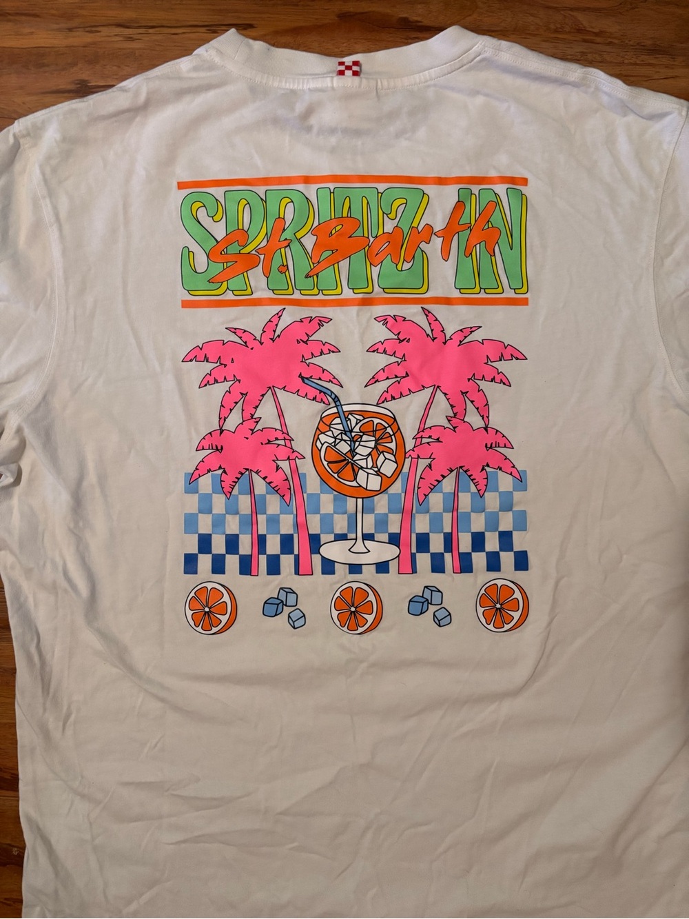 MC2 Saint Barth White Tee with Pink Palm & Neon Graphic - Picture 2 of 5